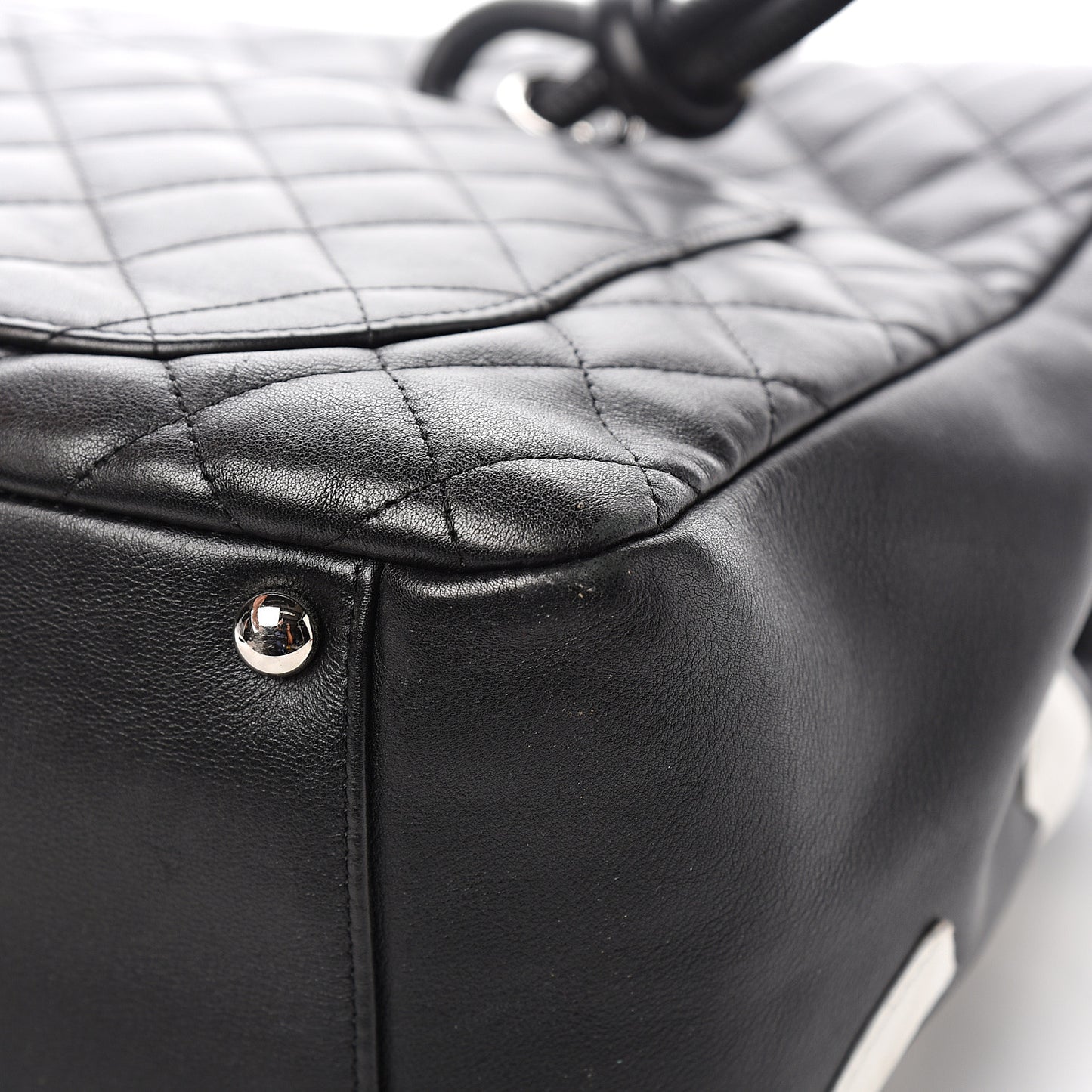 Calfskin Quilted Large Cambon Flap Black White