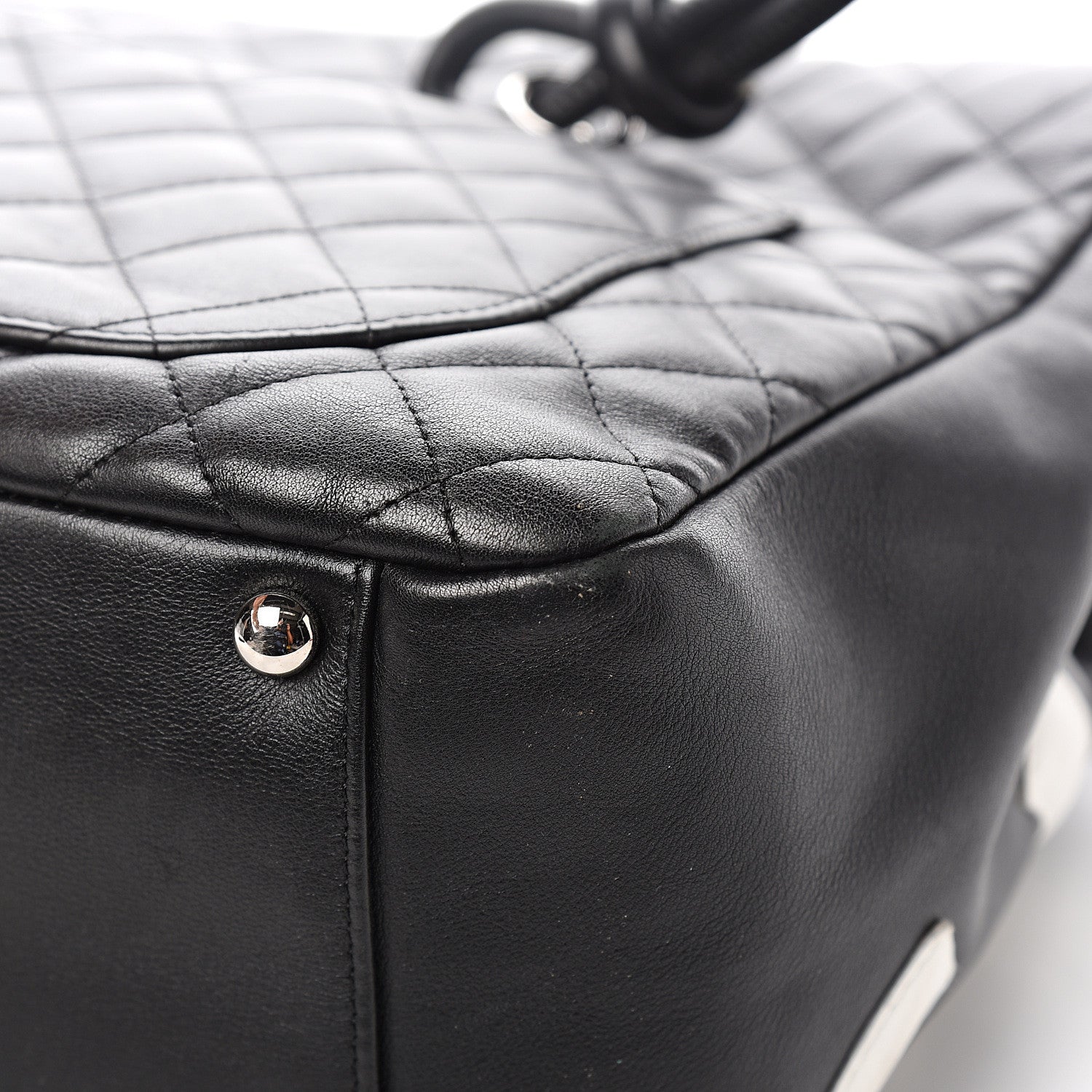 Chanel Calfskin Quilted Large Cambon Flap Black White 12 of 13