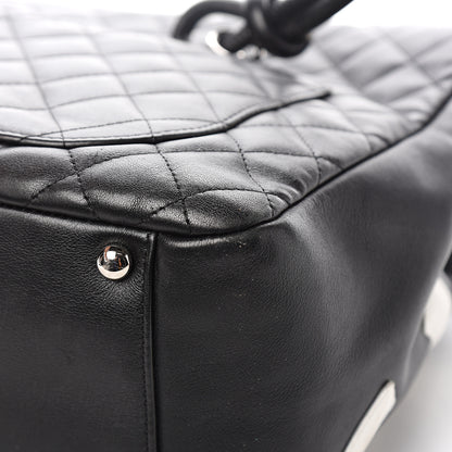 Chanel Calfskin Quilted Large Cambon Flap Black White 12 of 13