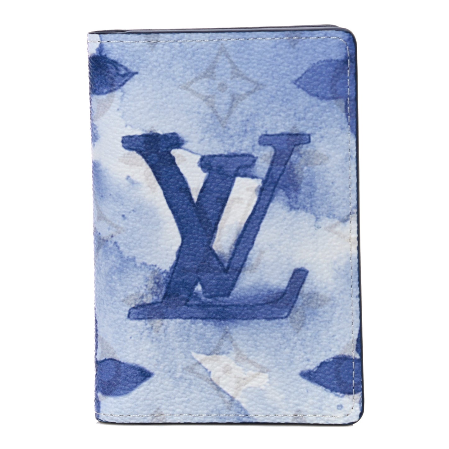 Monogram Watercolor Pocket Organizer Blue