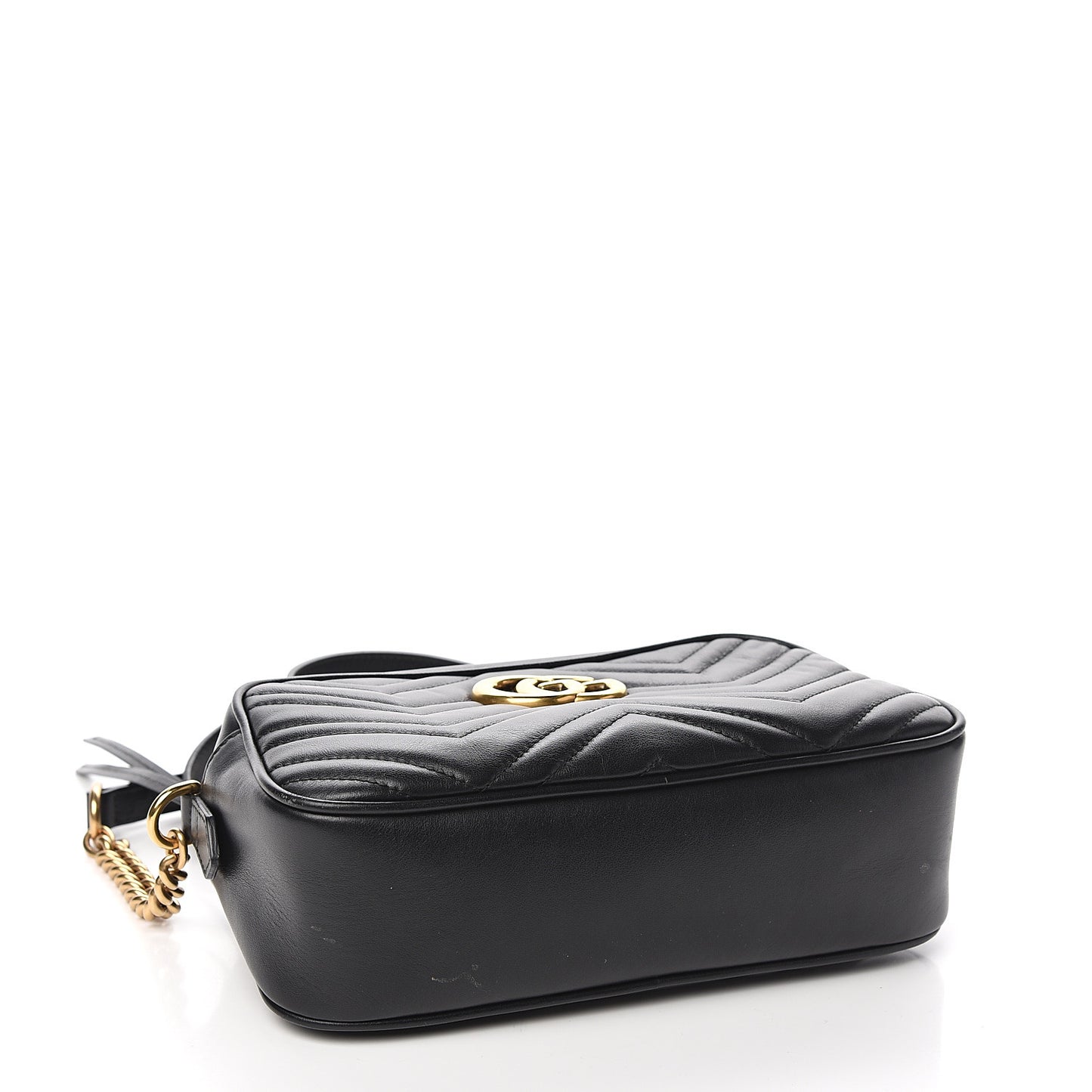 Calfskin Matelasse Small GG Marmont Chain Shoulder Bag Black