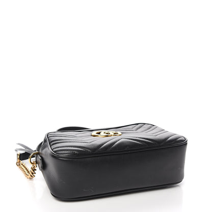 Gucci Calfskin Matelasse Small GG Marmont Chain Shoulder Bag Black 3 of 10