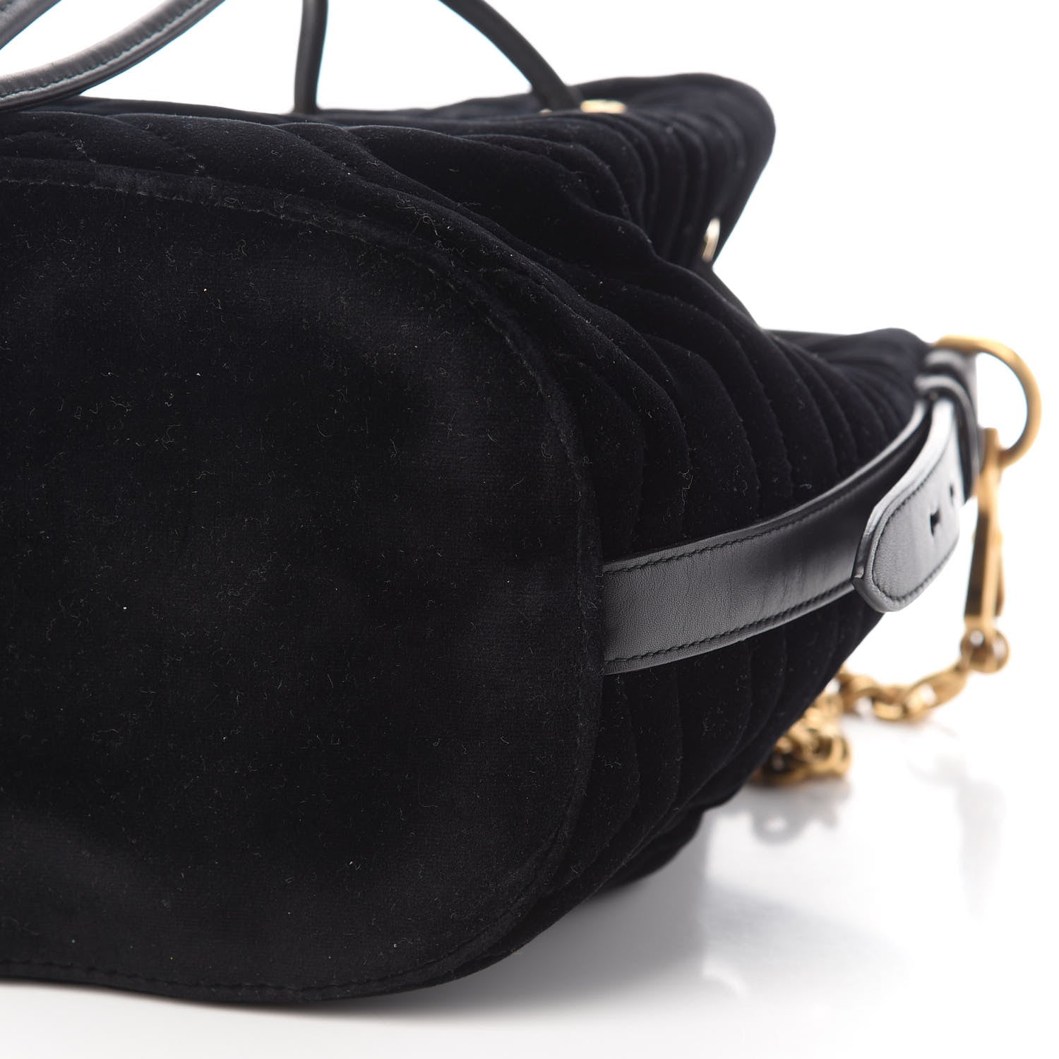 Gucci Velvet Matelasse GG Marmont Bucket Bag Black 9 of 9