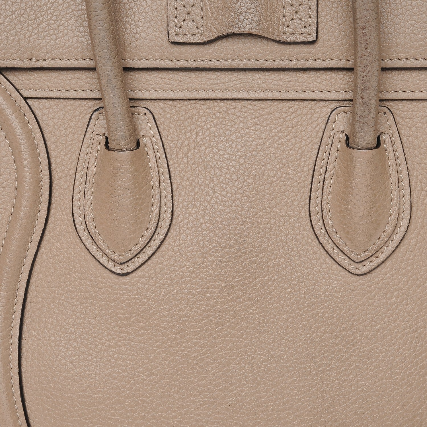 Celine Drummed Calfskin Nano Luggage Dune 5 of 8
