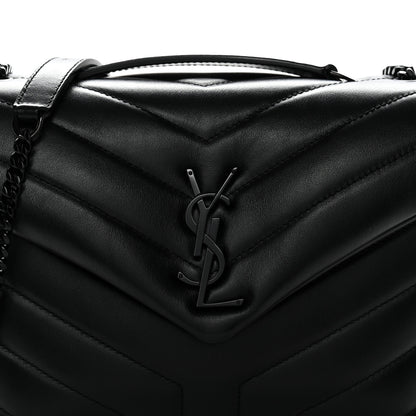 Saint Laurent Calfskin Y Quilted Monogram Monochrome Small Loulou Chain Satchel Black Black 8 of 10