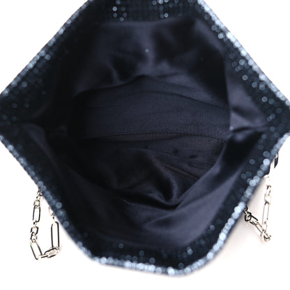 Jimmy Choo Velvet Glitter Galactica Titania Clutch Black Silver 4 of 9