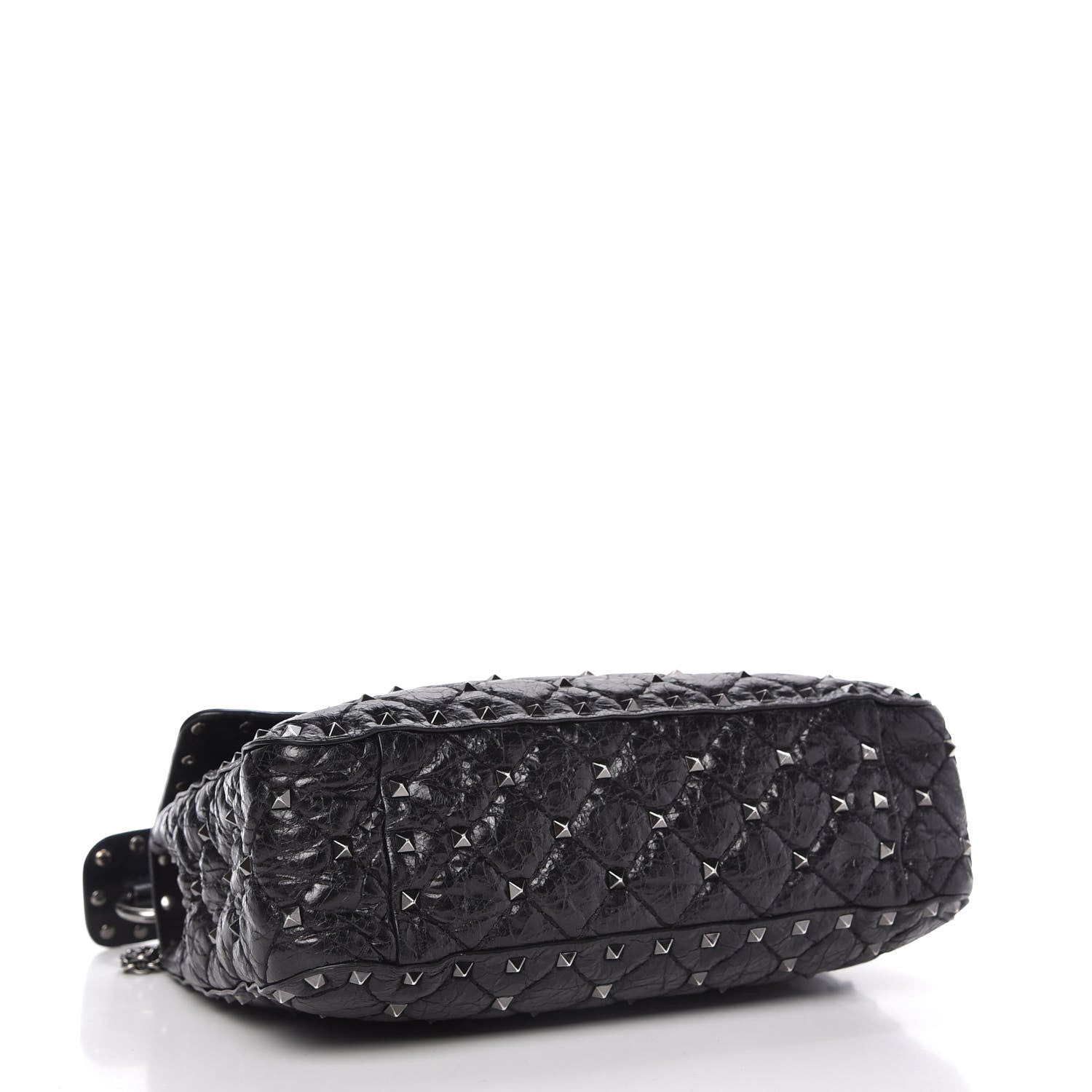 Valentino Garavani Craquele Nappa Medium Rockstud Spike Shoulder Bag Black 4 of 9