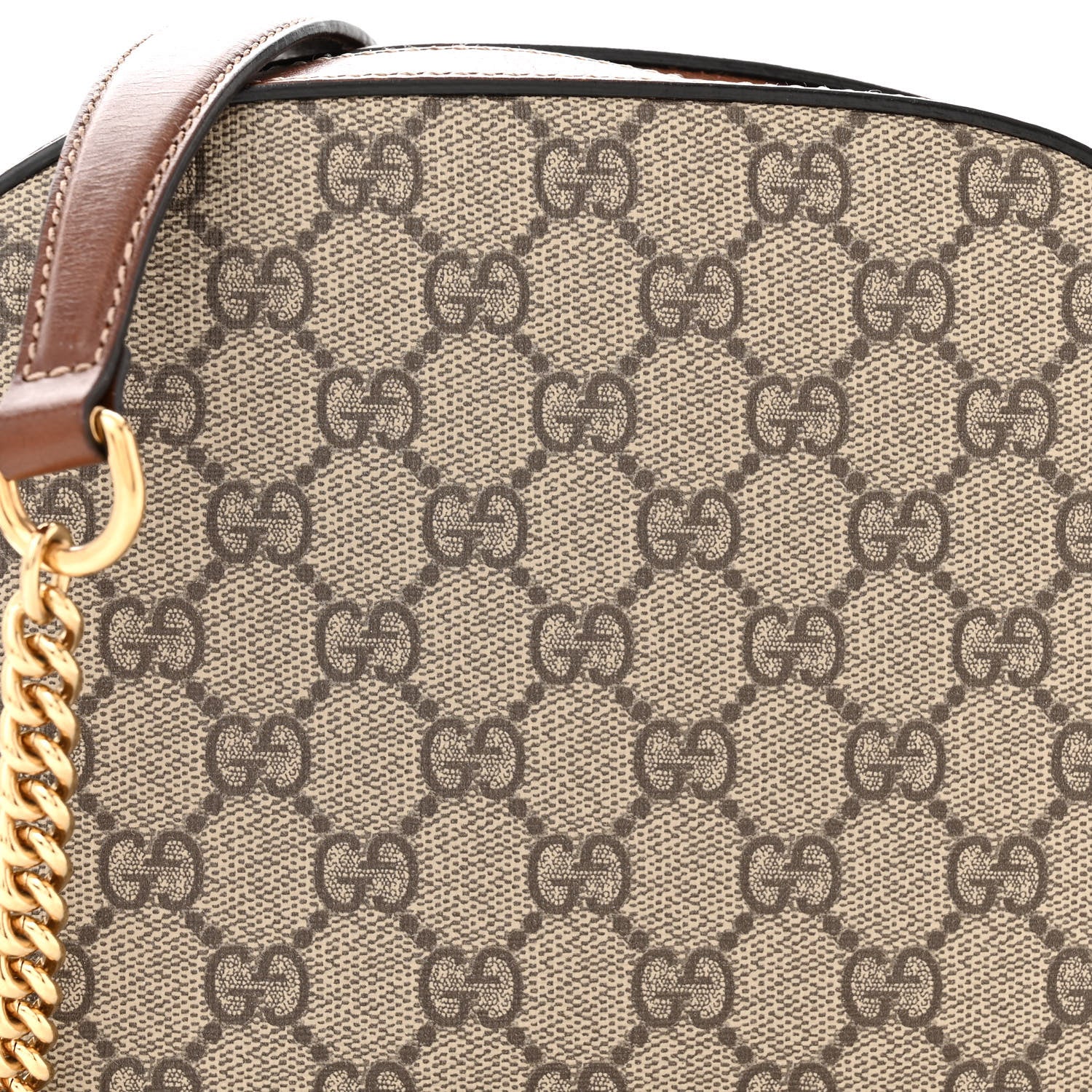 Gucci GG Supreme Monogram Cuoio Toscano Mini Chain Shoulder Bag Beige Ebony Cuir 8 of 11