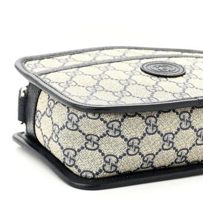 Gucci GG Supreme Monogram Textured Dollar Calfskin Mini Retro Interlocking G Shoulder Bag Beige Blue 9 of 10