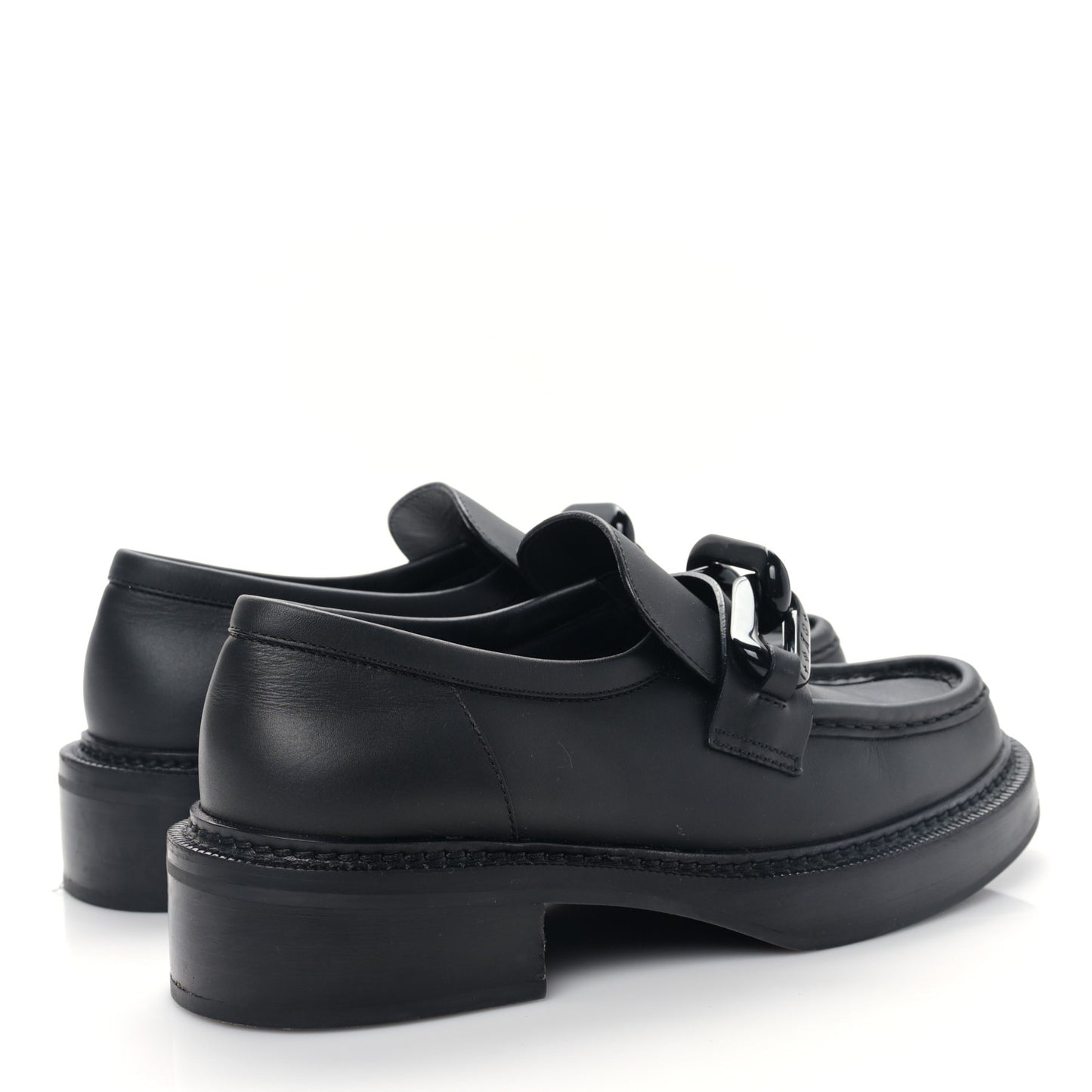 Calfskin Oversized Chain Academy Loafers 39 Black