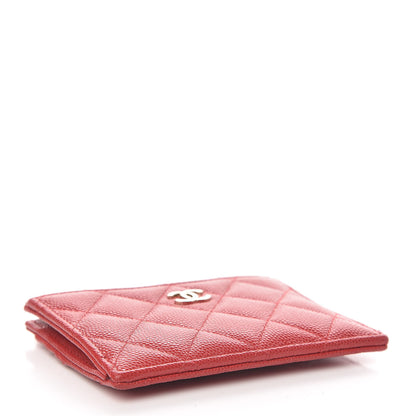 Chanel Caviar Quilted CC Zip Card Holder Red 4 of 8
