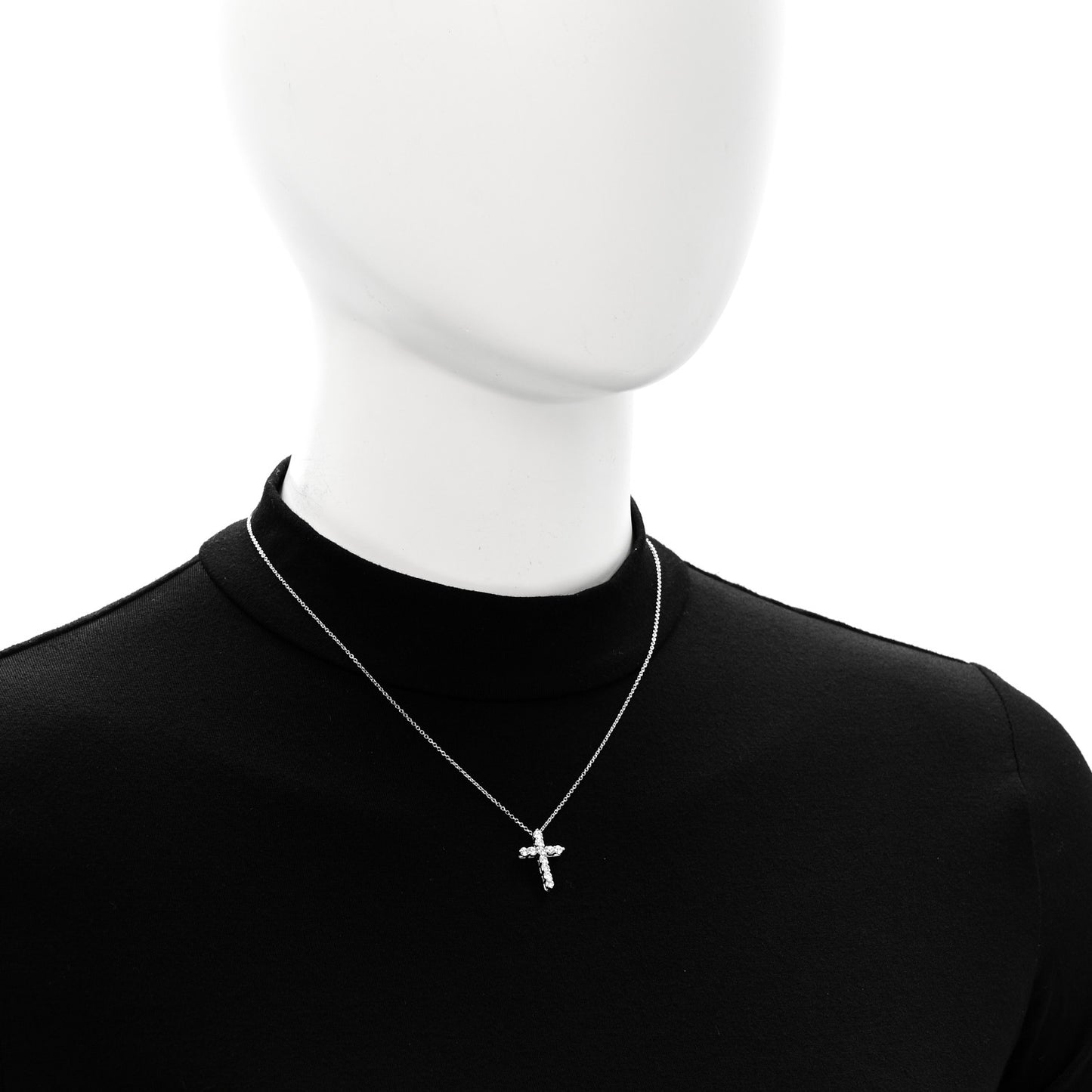 Platinum Diamond Small Cross Pendant Necklace