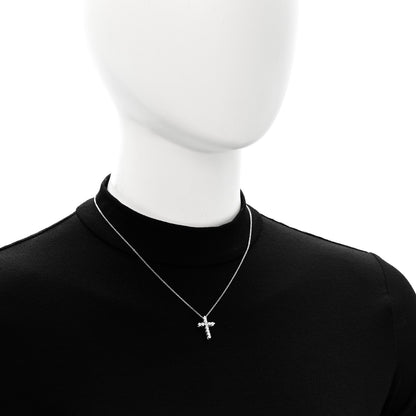 Tiffany Platinum Diamond Small Cross Pendant Necklace 2 of 8
