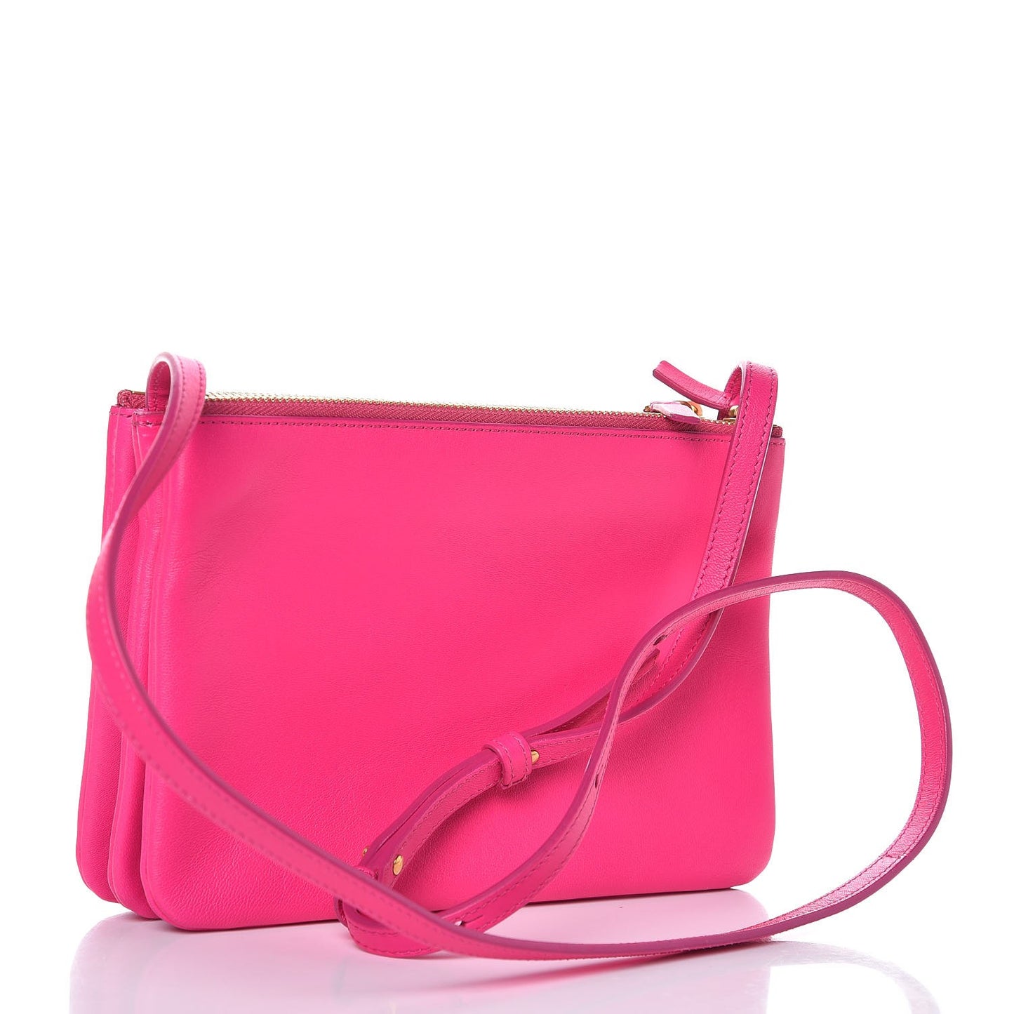 Lambskin Small Trio Crossbody Bag Fluo Pink