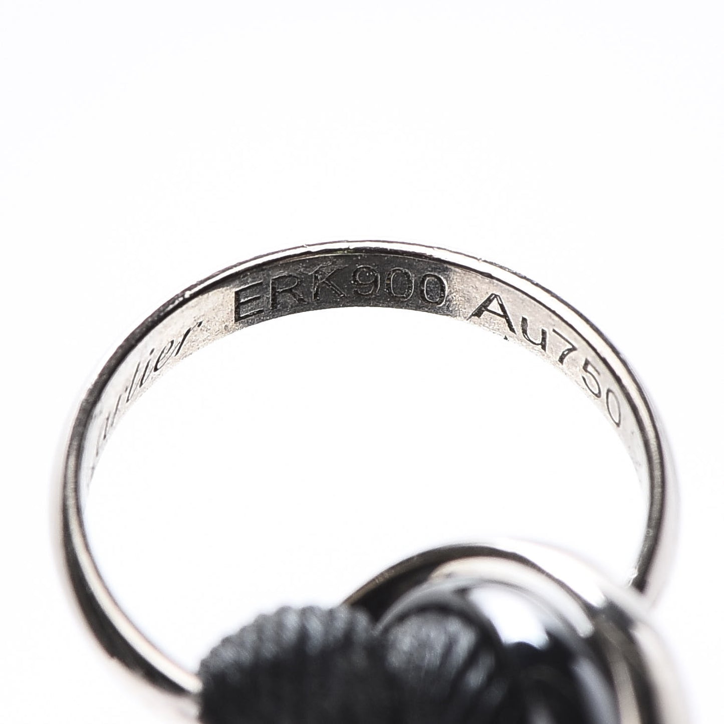 18K White Gold Ceramic Trinity Cord Bracelet Black