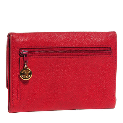 Chanel Caviar Timeless CC Card Holder Wallet Red 3 of 9