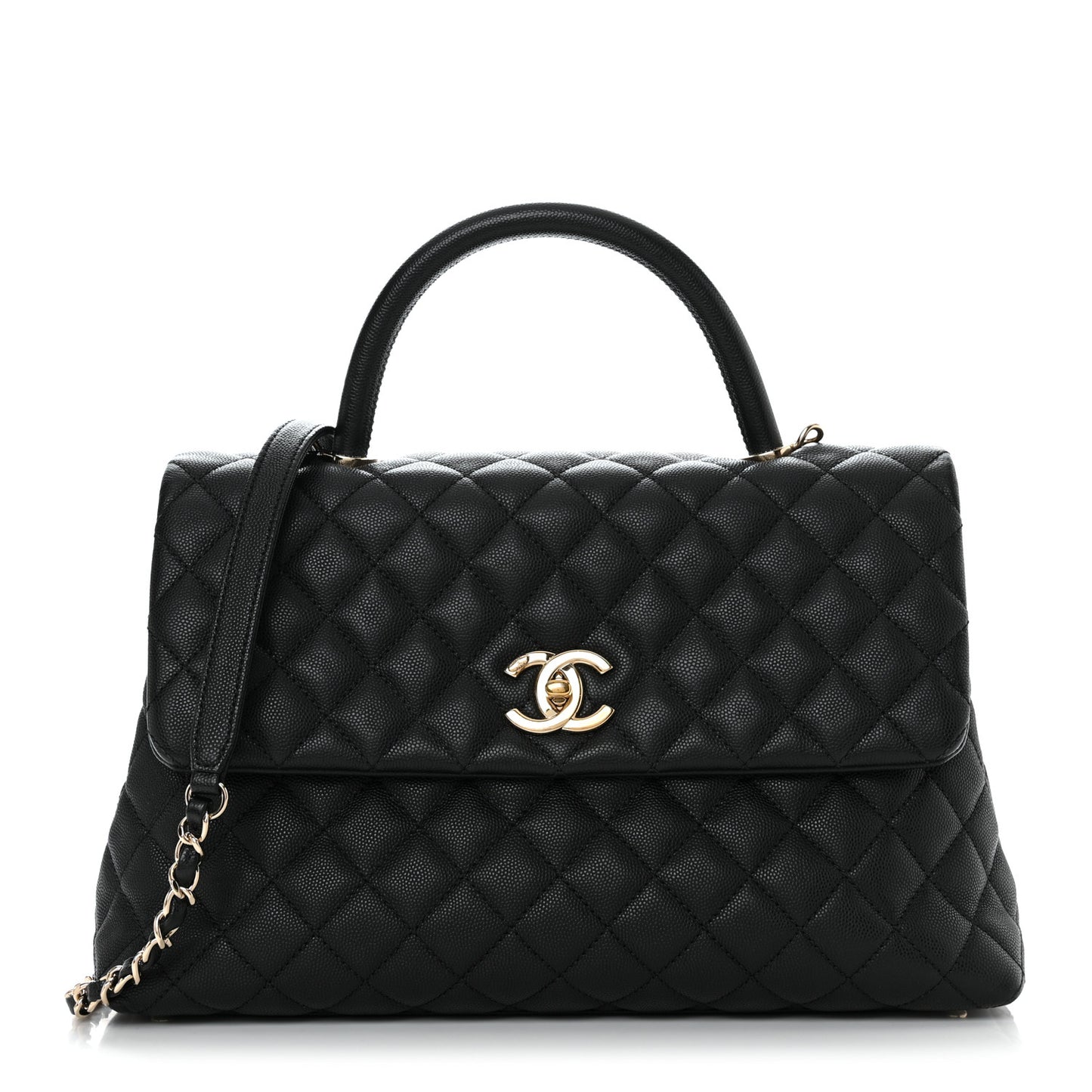 Caviar Quilted Medium Coco Handle Flap Black