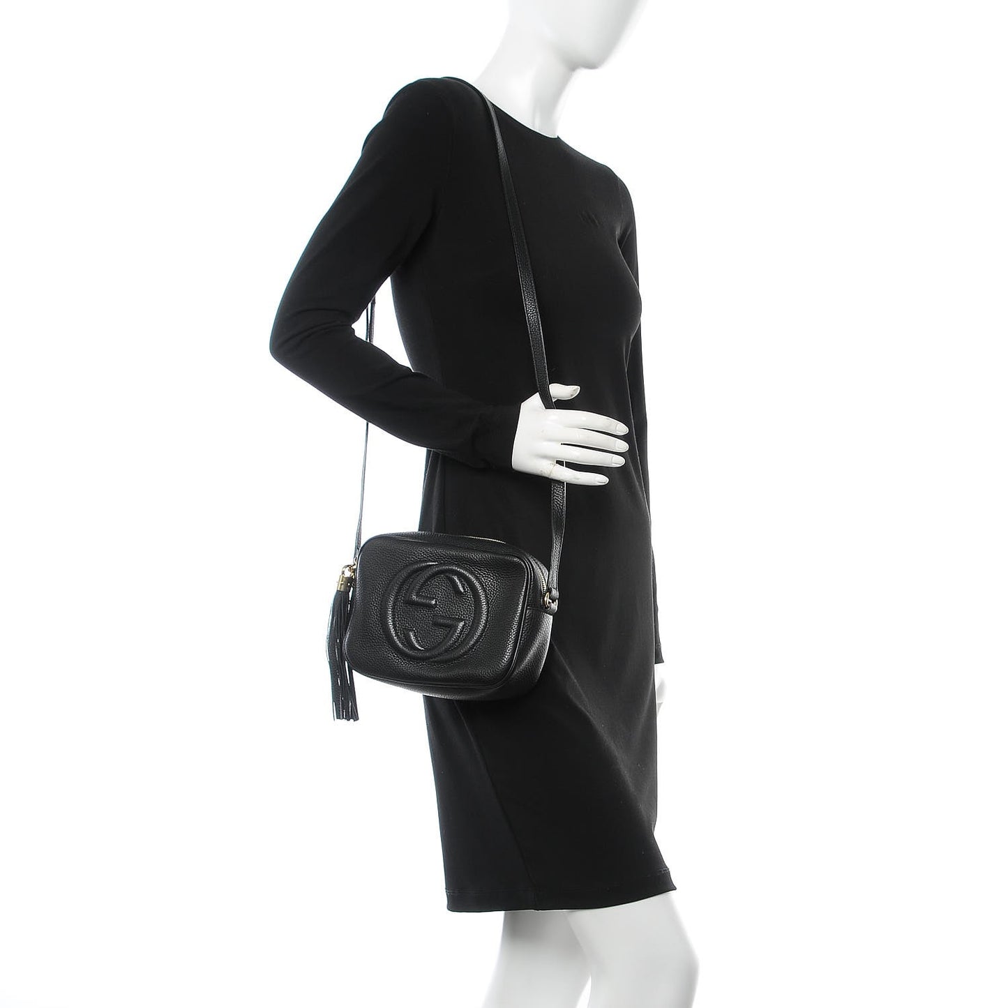 Pebbled Calfskin Small Soho Disco Bag Black