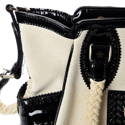 Fendi Canvas Patent Grommet De Jour Tote Natural 12 of 15