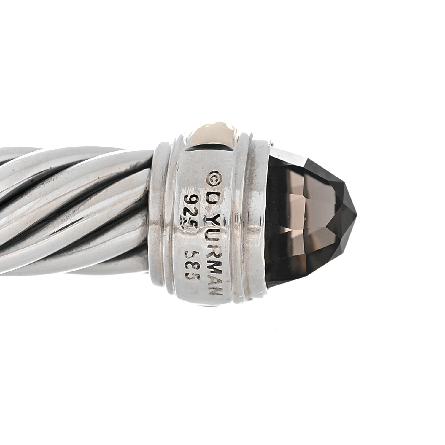 David Yurman Sterling Silver 14K Yellow Gold Smoky Quartz 7mm Cable Classics Bracelet 3 of 3