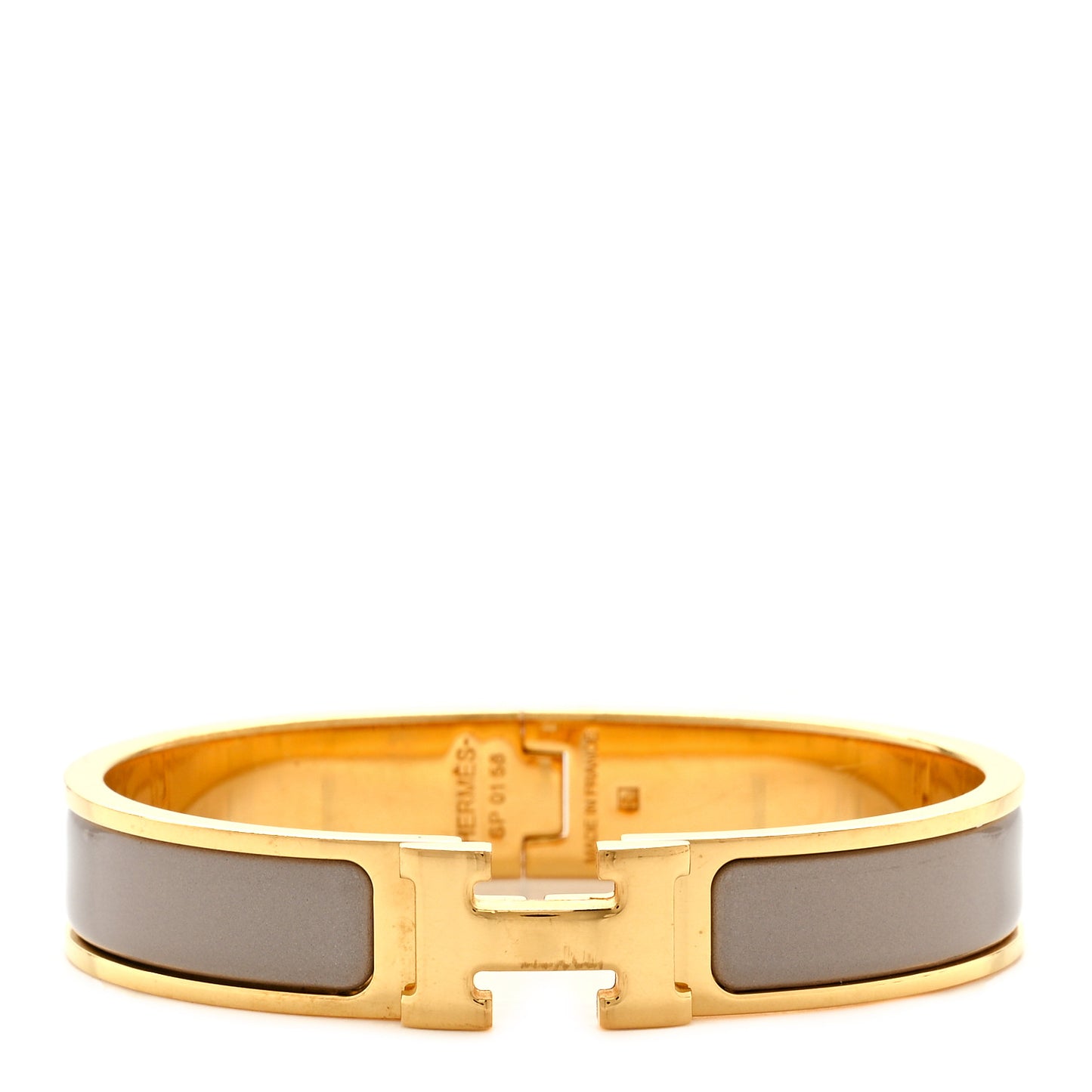 Enamel Narrow Clic Clac H Bracelet GM Marron Glace