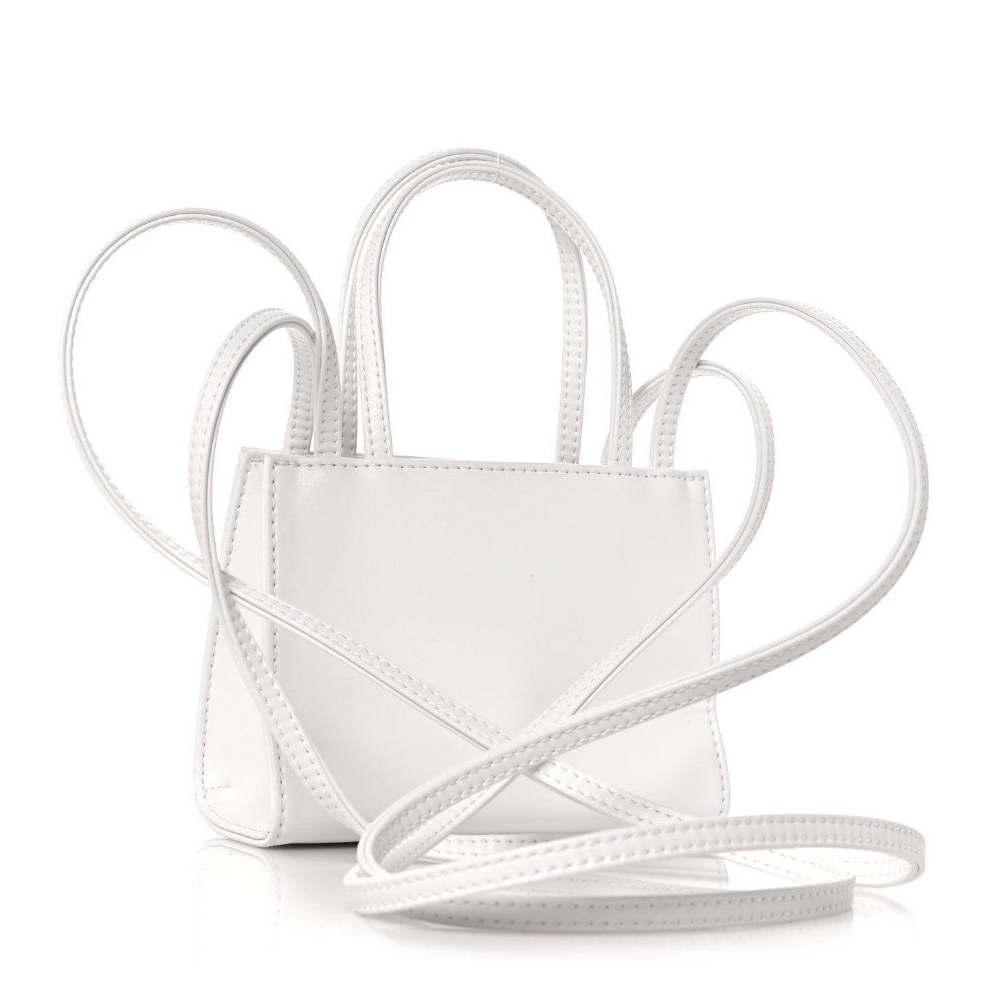 Vegan Leather Small Shopping Bag White