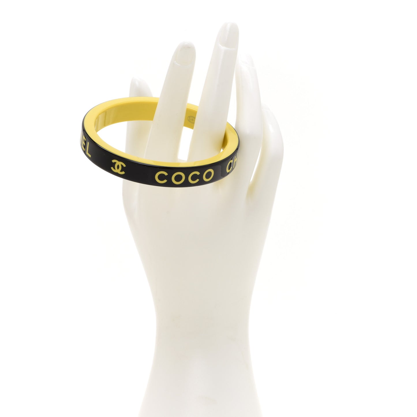 Resin Logo Bangle Bracelet Yellow Black