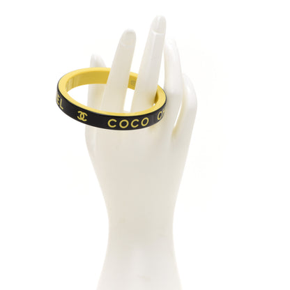 Chanel Resin Logo Bangle Bracelet Yellow Black 2 of 5