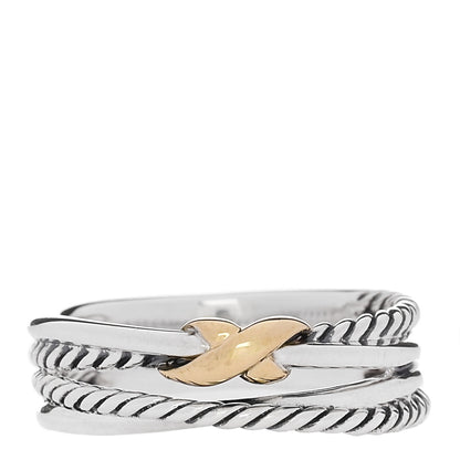 David Yurman Sterling Silver 18K Yellow Gold 6mm X Crossover Ring 60 9 1 of 4