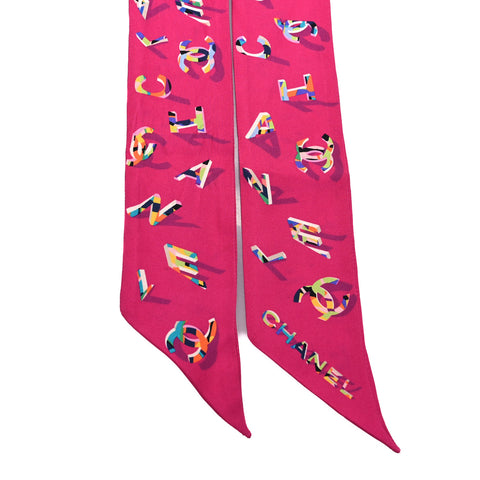 Silk CC Slim Bandeau Scarf Pink Multicolor