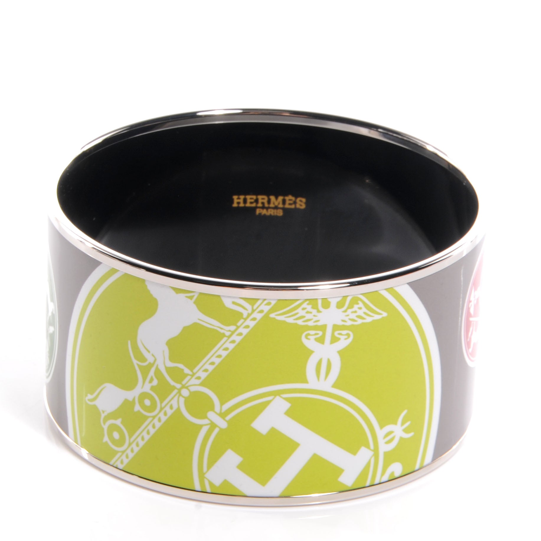 Hermes Enamel Printed Ex Libris Extra Wide Bracelet 70 1 of 6