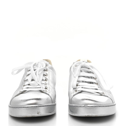 Gucci Metallic Nappa Interlocking G Perforated Womens Ace Sneakers 39.5 Silver 2 of 9