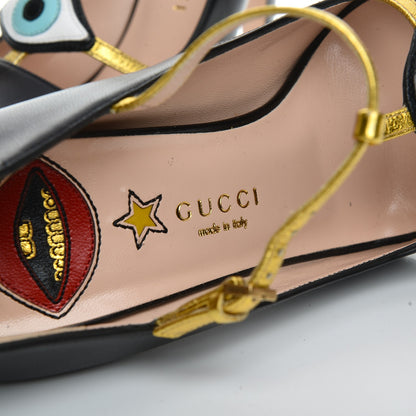 Gucci Nappa Lip Applique Pumps 38.5 Black 7 of 10
