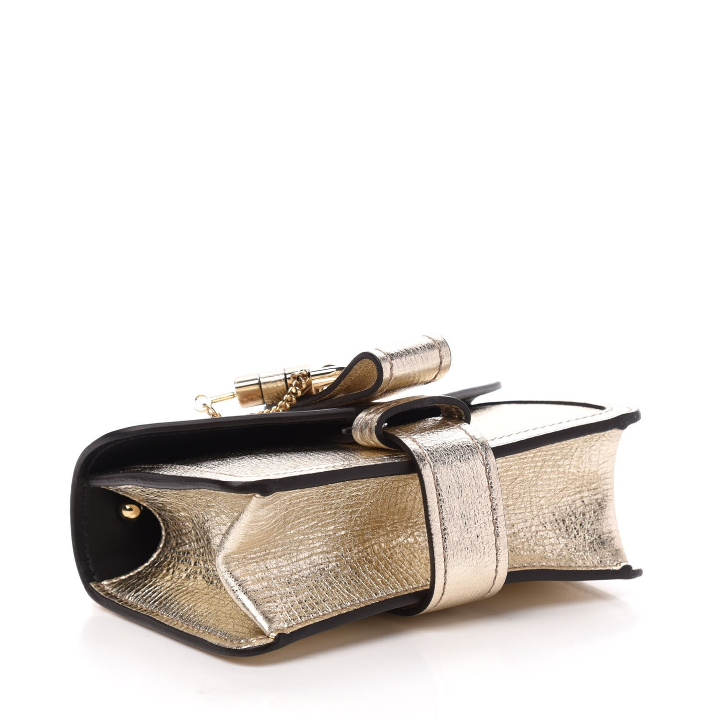 Metallic Textured Calfskin Aby Convertible Chain Shoulder Bag Gold