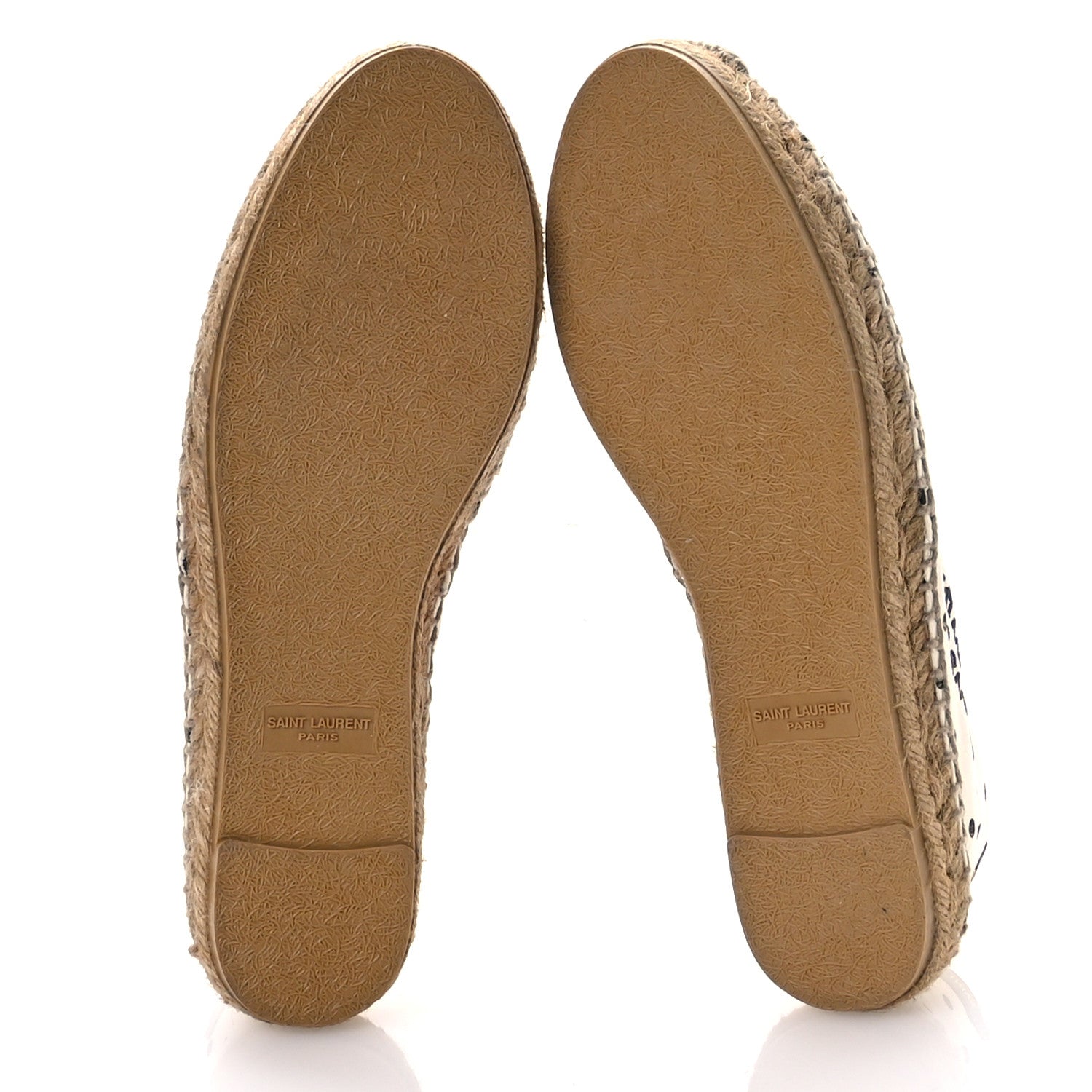 Saint Laurent Canvas Nappa Polka Dot Elba Light Logo Embroidered Espadrilles 38 Cream Black 5 of 8