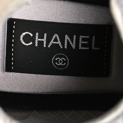 Chanel Mesh Suede Calfskin Grained Calfskin Womens CC Sneakers 37 Grey White 9 of 17