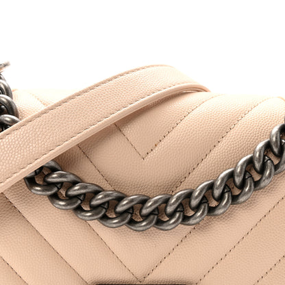 Chanel Caviar Chevron Quilted Small Boy Flap Light Beige 8 of 11