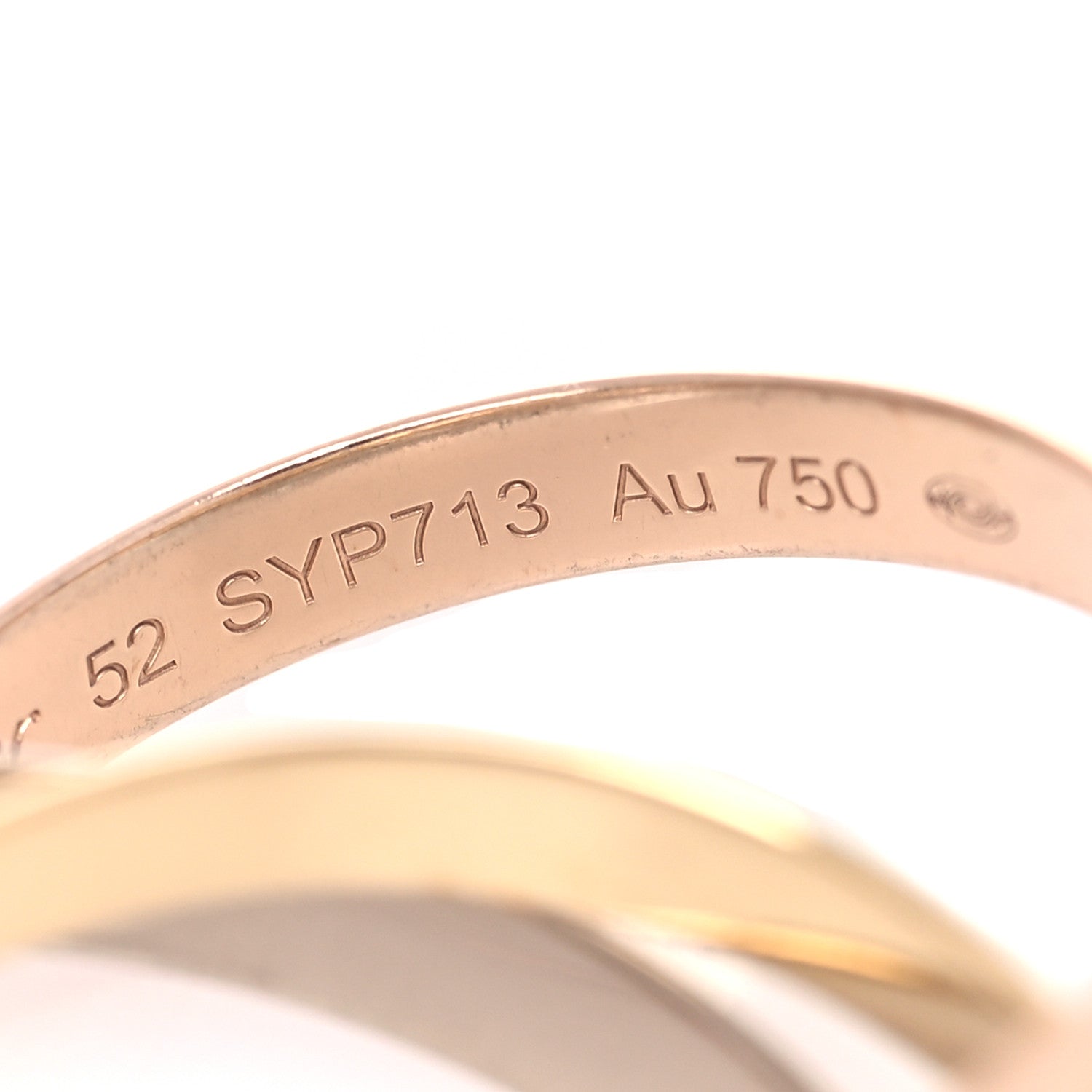 Cartier 18K Pink Yellow White Gold Small Trinity Ring 52 6 5 of 5