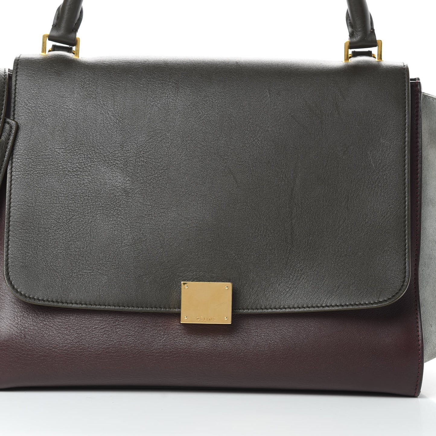 Smooth Calfskin Suede Medium Tri-Color Trapeze Dark Grey