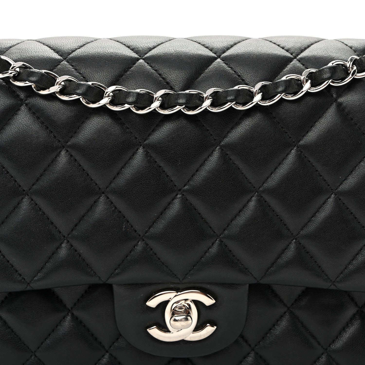 Chanel Lambskin Quilted Medium Double Flap  Black 8 of 10