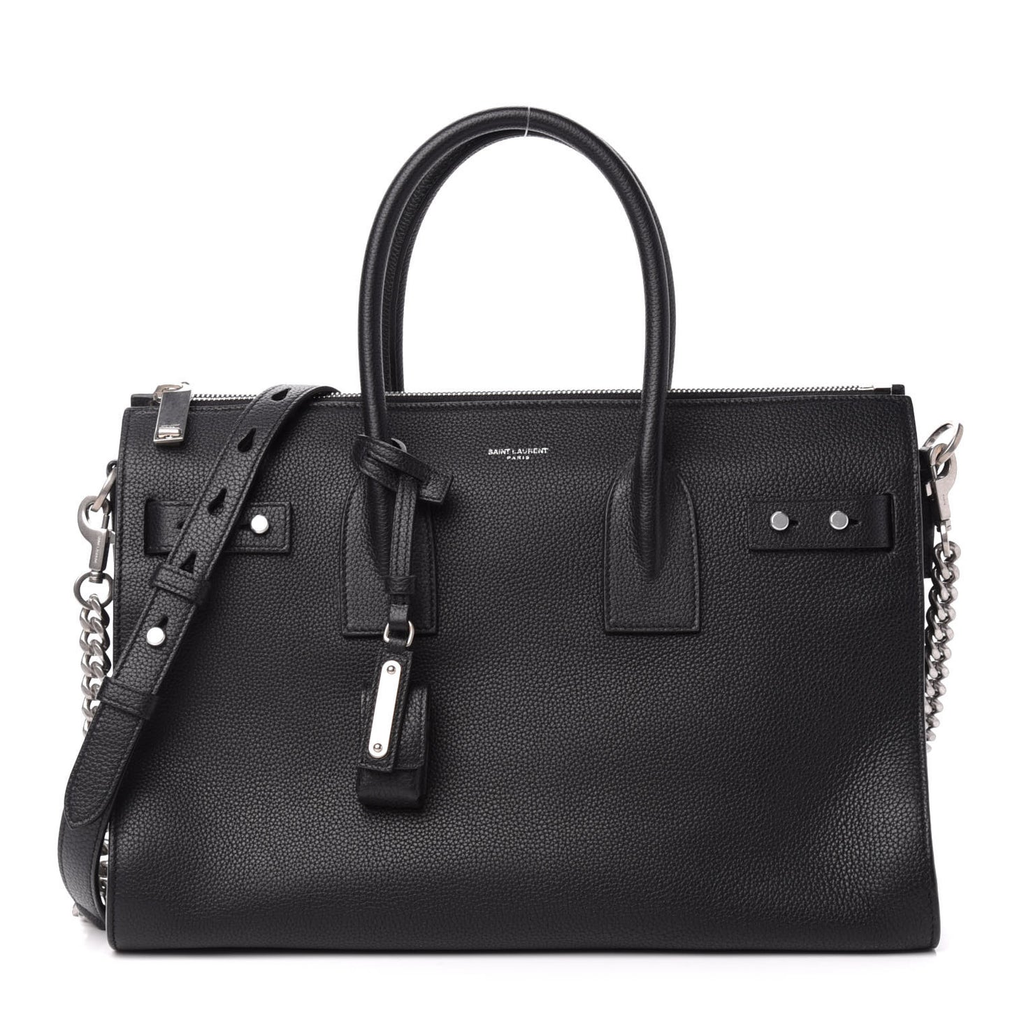Grained Calfskin Small Supple Sac De Jour Duffle Black
