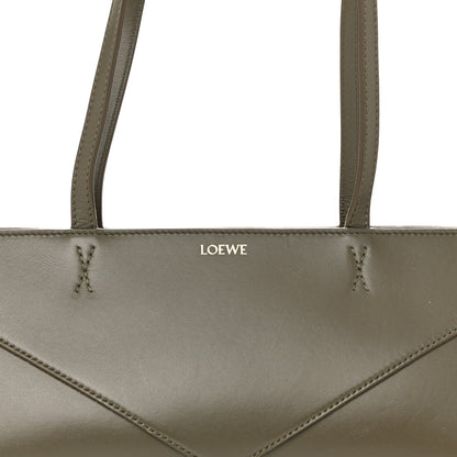 Loewe Shiny Calfskin Mini Cropped Puzzle Fold Tote Dark Khaki Green 8 of 13