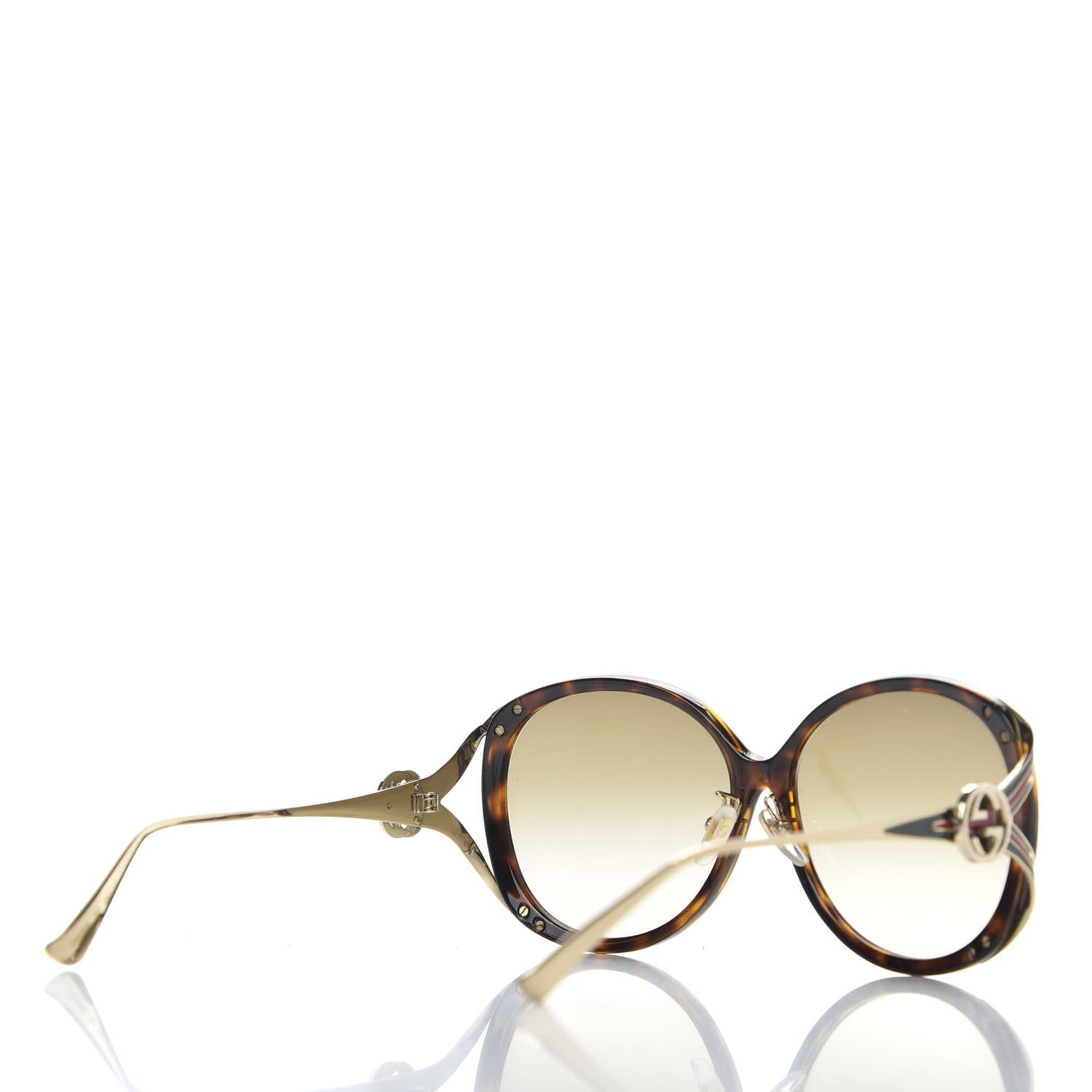 Gucci Acetate Round Frame Injected GG0226S Sunglasses Tortoise 4 of 8
