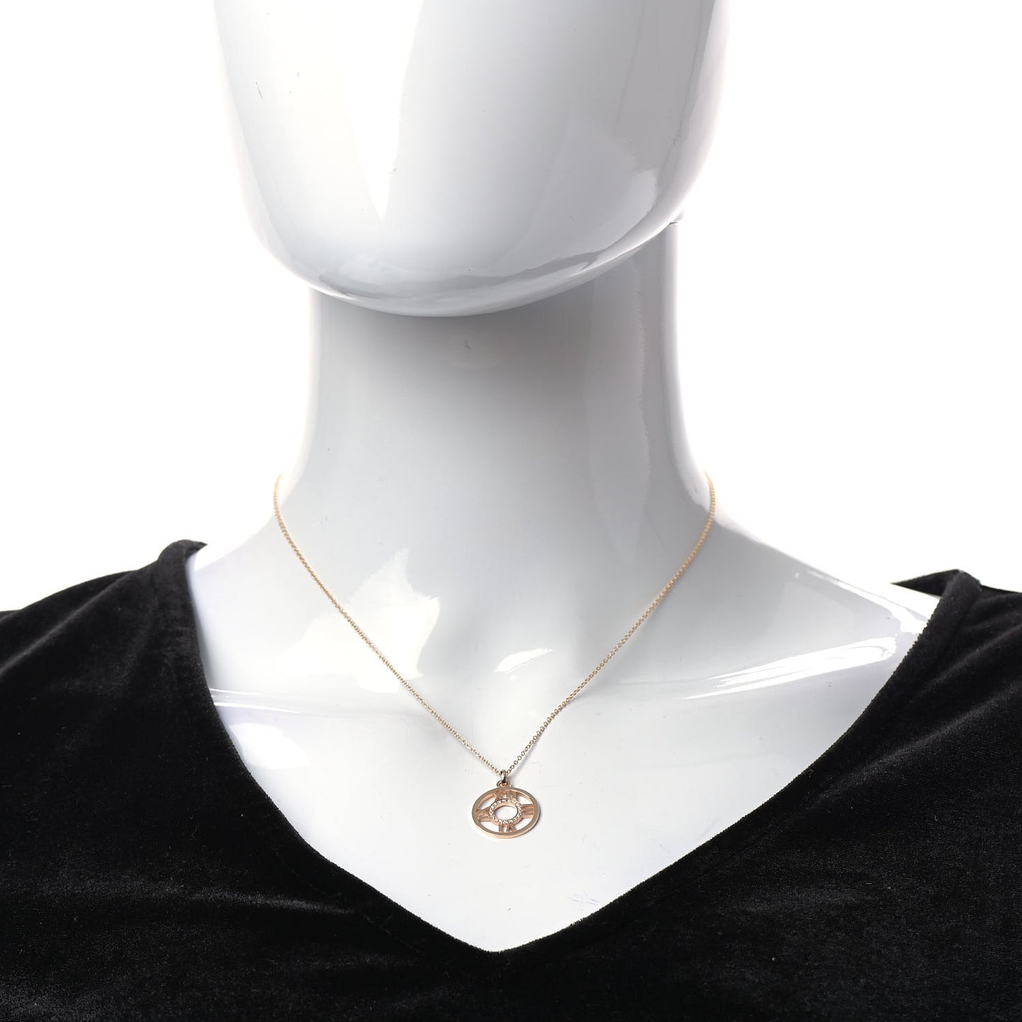 18K Rose Gold Diamond Small Atlas Open Pendant Necklace