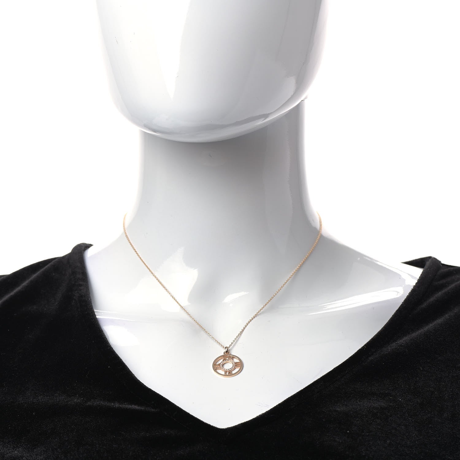 Tiffany 18K Rose Gold Diamond Small Atlas Open Pendant Necklace 2 of 6