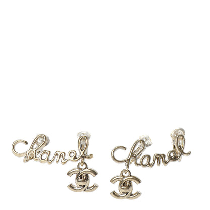 Chanel Metal CC Turnlock Climber Clip On Earrings Gold 1 of 4