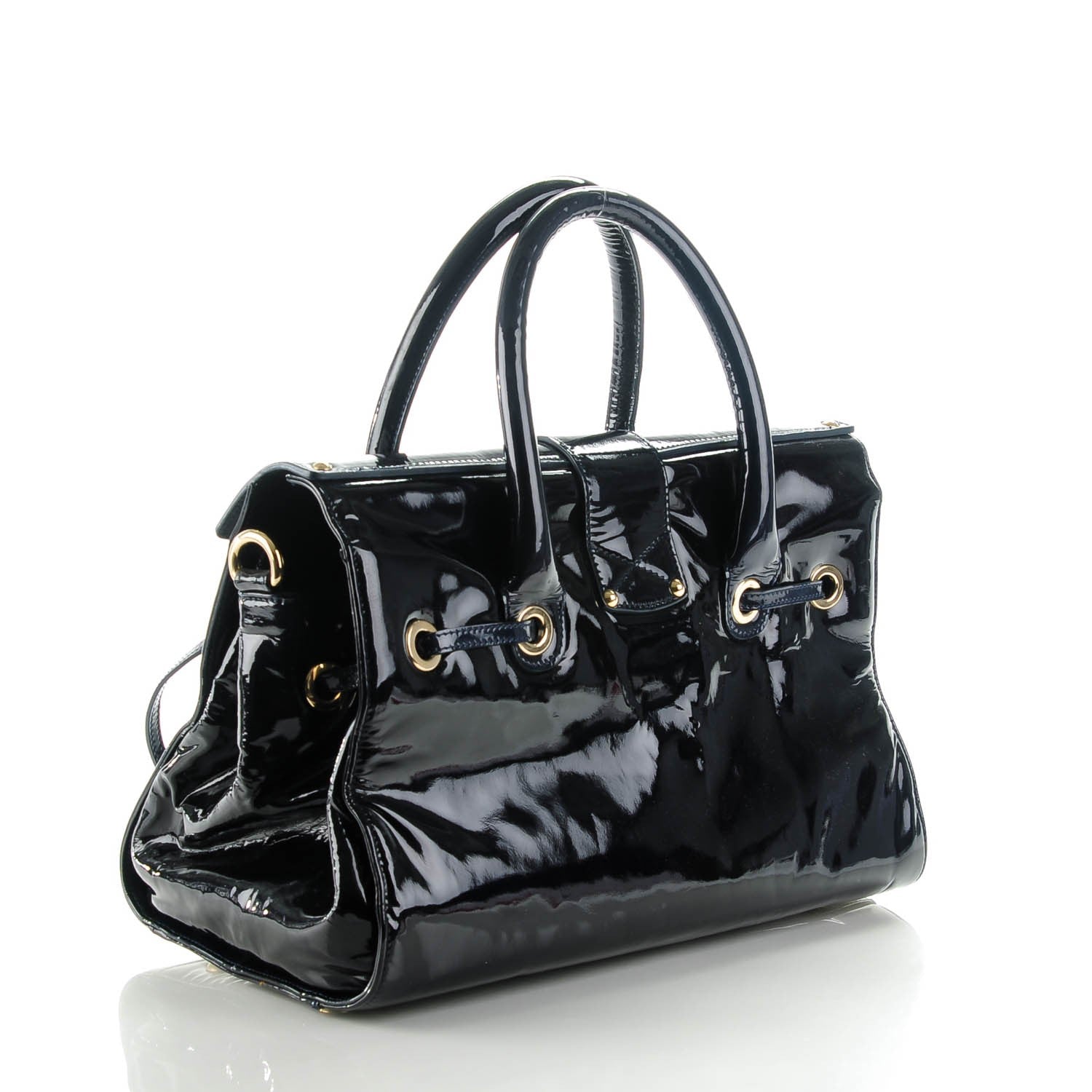 Jimmy Choo Patent Large Rosalie Satchel Navy 3 of 7