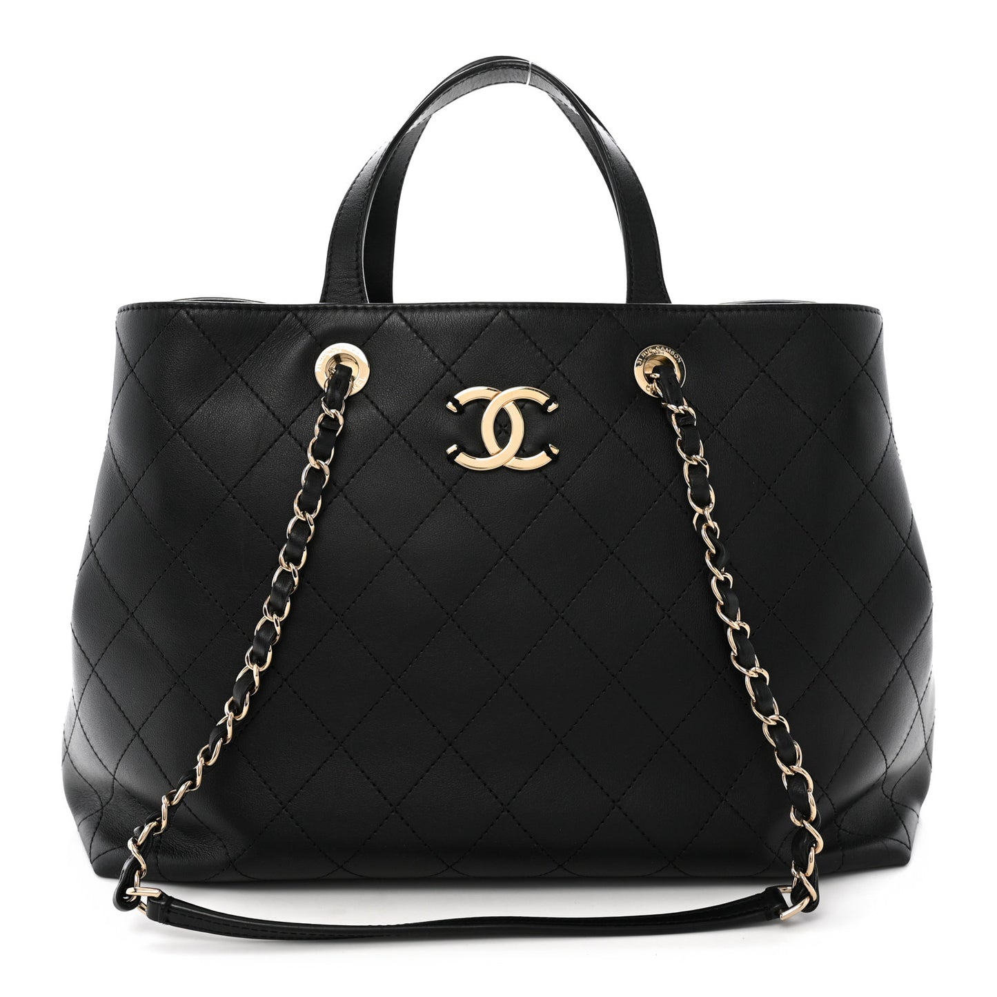 Calfskin Large Serial Shopper Tote Black