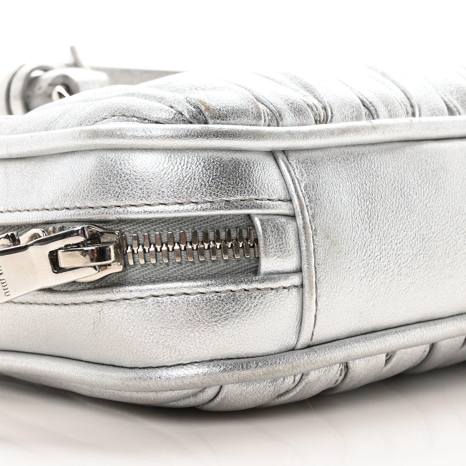 Miu Miu Metallic Nappa Matelasse Mini Arcadie Top Handle Bag Silver 8 of 9