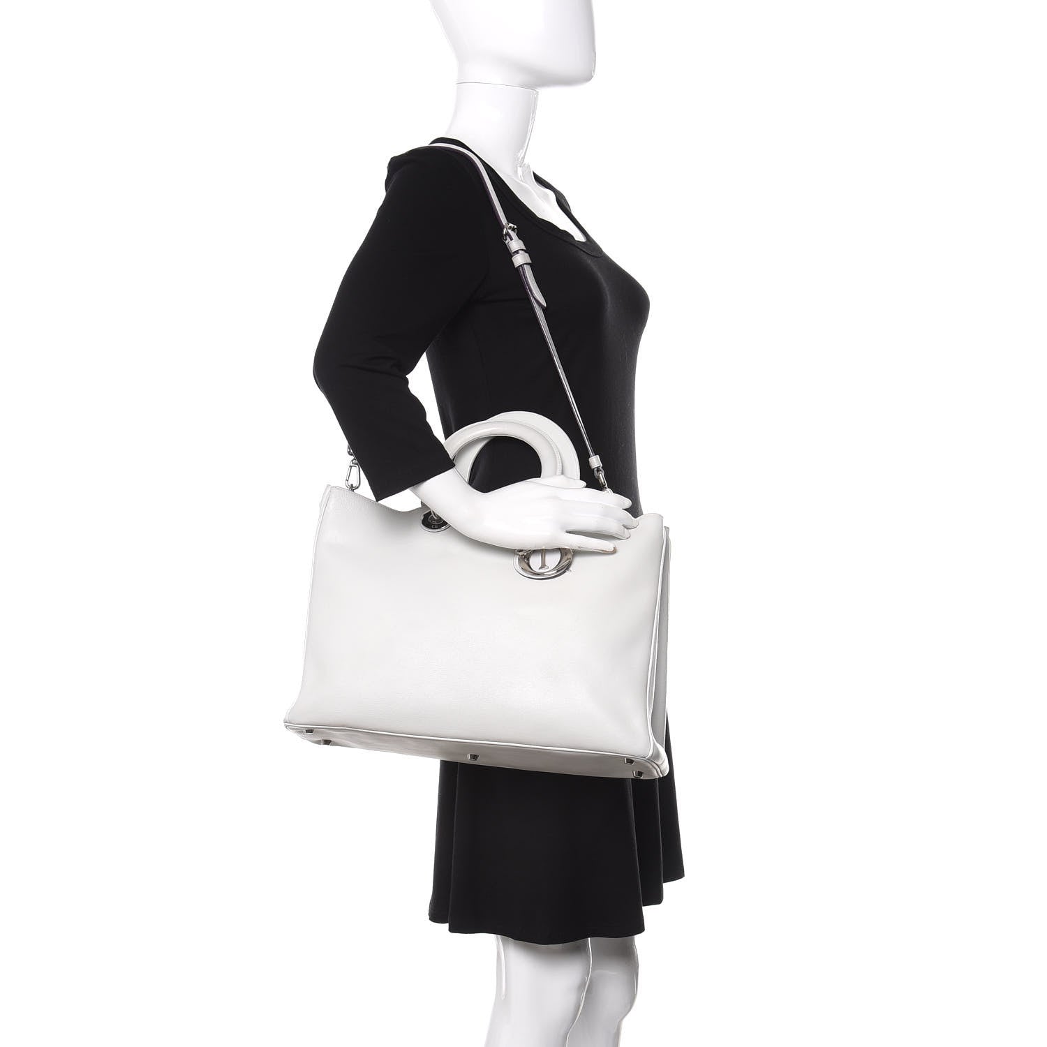 Christian Dior Smooth Calfskin Large Diorissimo Tote White 2 of 14